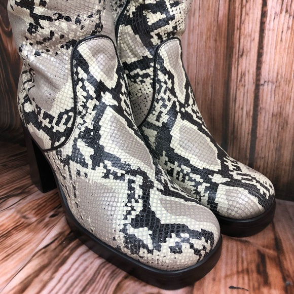 Durango Snakeskin Leather Stacked Heel Platform Boots - Picture 3 of 13
